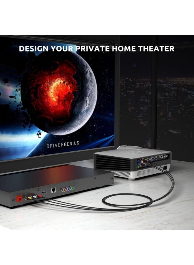 في كوم كابل صوت وفيديو AV أسود اللون، 3 كابلات RCA ذكر إلى ذكر، طول 20 متر - Image 4